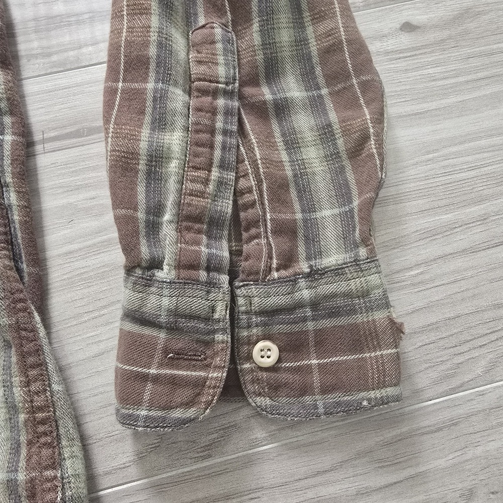 Woolrich Flannel Shirt Mens Large Button Up Long Sleeve Brown Plaid - Picture 8 of 14